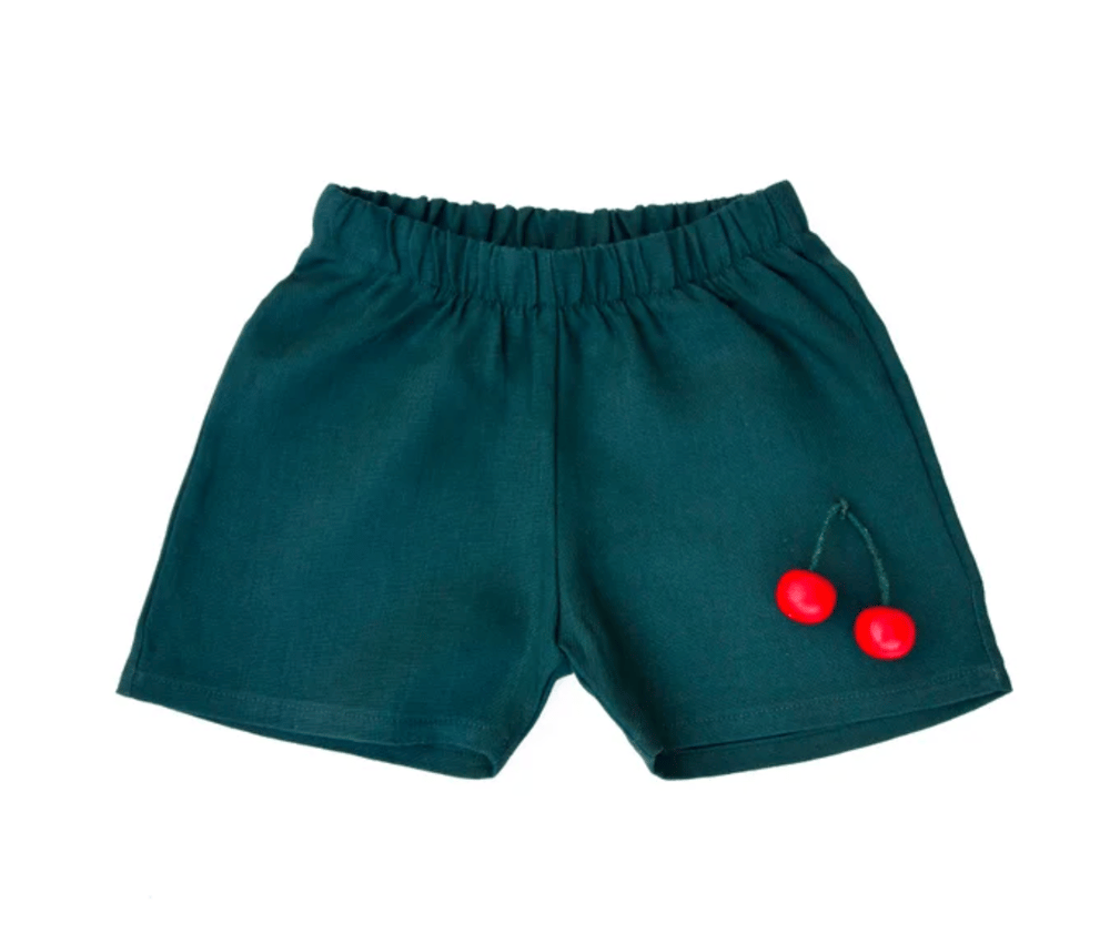 Image of Everyday linen short green and  burnt red 