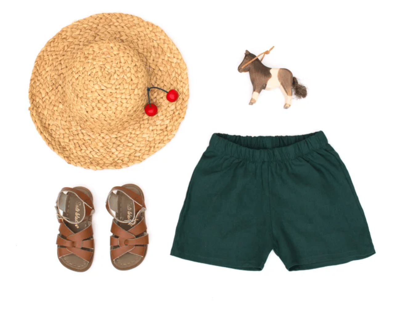 Image of Everyday linen short green and burnt red