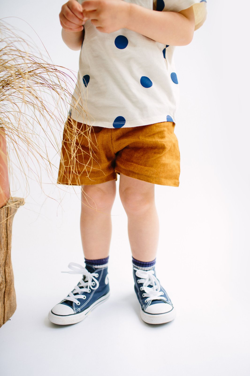 Image of Rust stonewashed linen shorts